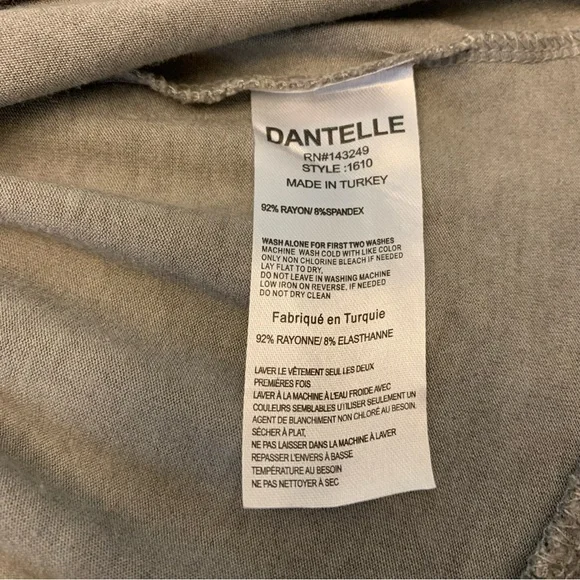 Dantelle Short Sleeve Smoky Gray Tunic/Blouse/Shirt EUC - Picture 9 of 9